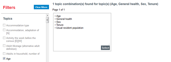 select topic combination